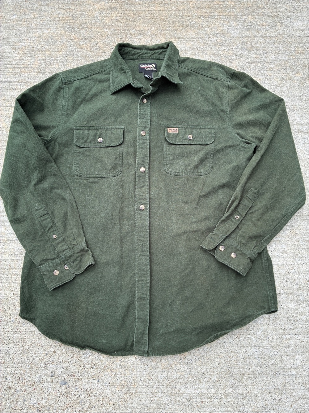 Guide Series Men's Olive Green Button-Down flannel shirt